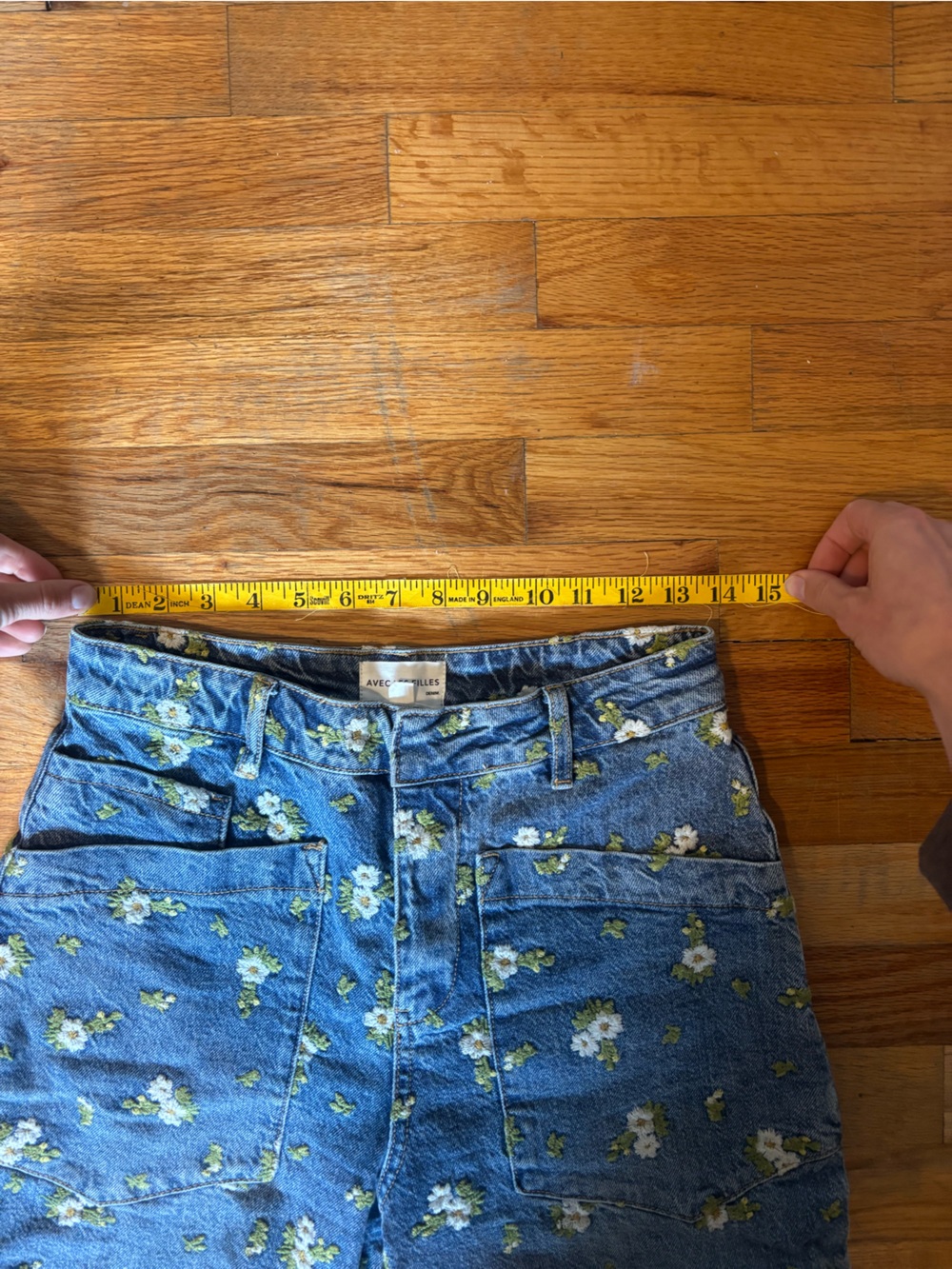 Avec Les Filles Floral Print Denim Barrel Jeans size 26 - Picture 6 of 7